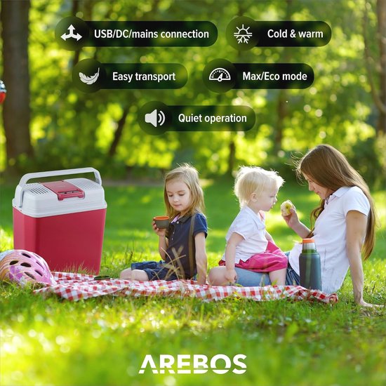 Jago® Koelbox, 20 liter, handvat, 12/220 V, auto, stopcontac