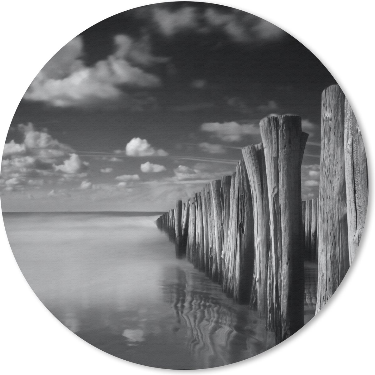 Muismat rond 50x50 cm - Mousepad Stormachtig weer zwart-wit fotoprint - Ronde muismatten