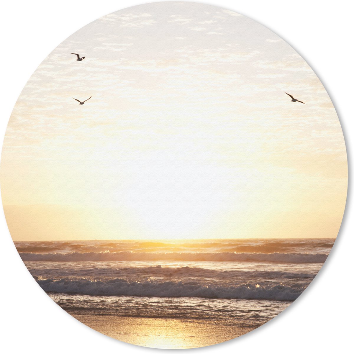 Muismat rond 30x30 cm - Mousepad Zon - Vogel - Zee - Ronde muismatten
