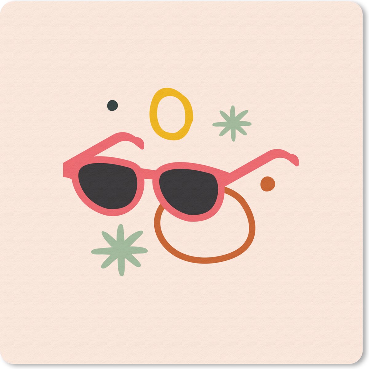 Muismat 30x30 cm - Mousepad Zonnebril - Cirkel - Zomer - Muismatten