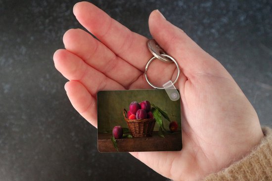 Porte-clés - Panier - Prune - Rose - Rustique - Fruit - Nature morte - Distribution cadeaux - Plastique