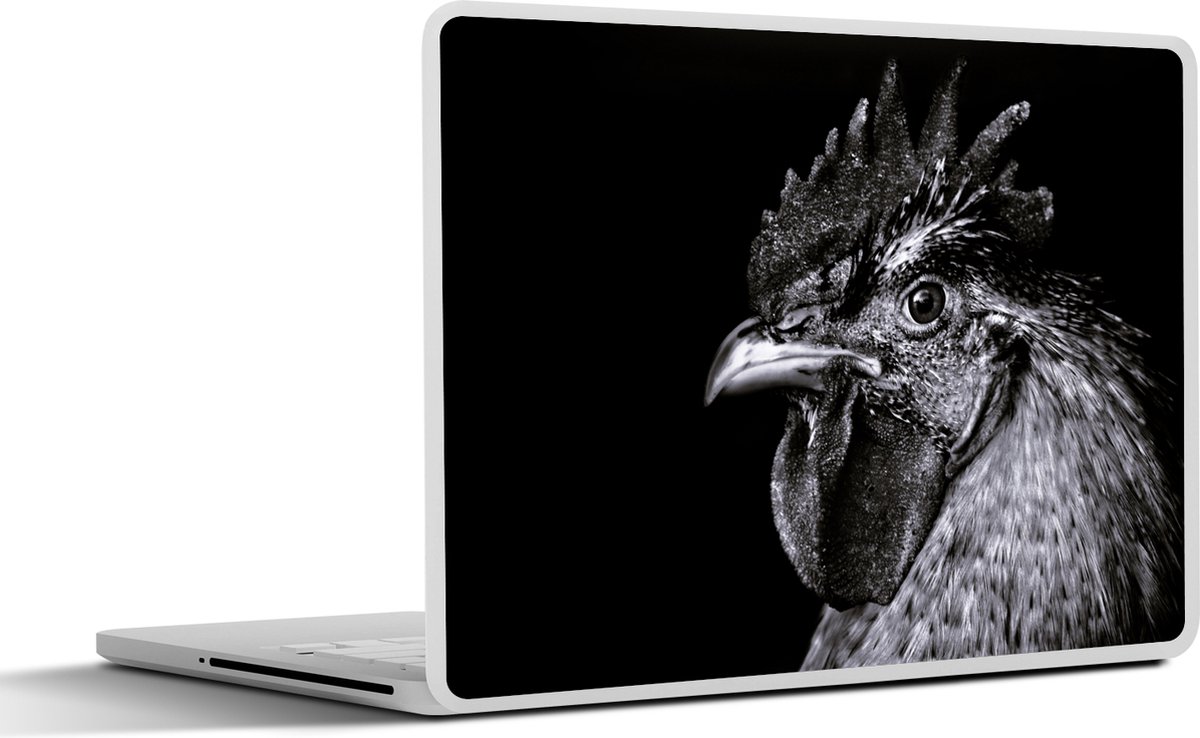 Laptop sticker - 13.3 inch - Haan - Vogel - Zwart - Wit - 31x22,5cm - Laptopstickers - Laptop skin - Cover