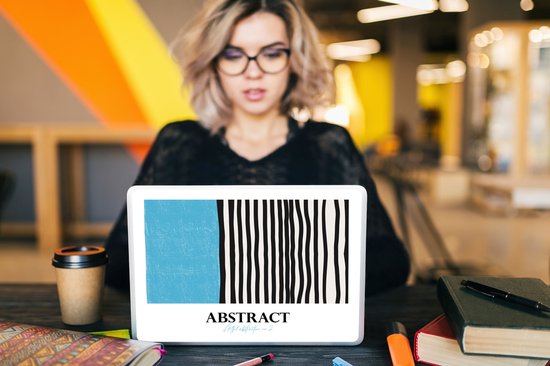 Sticker ordinateur portable - 10,1 pouces - Blauw - Zwart - Wit - Design