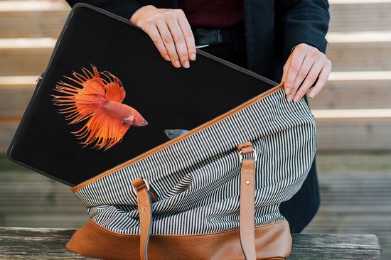 Laptophoes 17 inch - Vis - Wilde dieren - Zwart - Laptop sleeve - Binnenmaat 41x28 cm - Zwarte achterkant