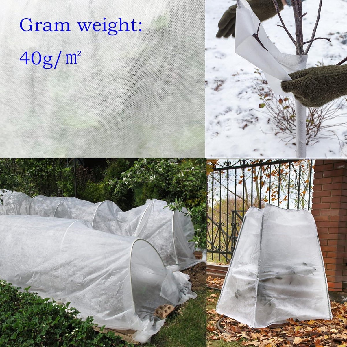 Protection Hivernale Pour Plantes - 80 X 100 Cm - Housse De Protection D'hiver Pour Plantes En Pot - Avec Fermeture éclair Et Cordon De Serrage - Protection Contre Le Gel - Réutilisable - Blanc