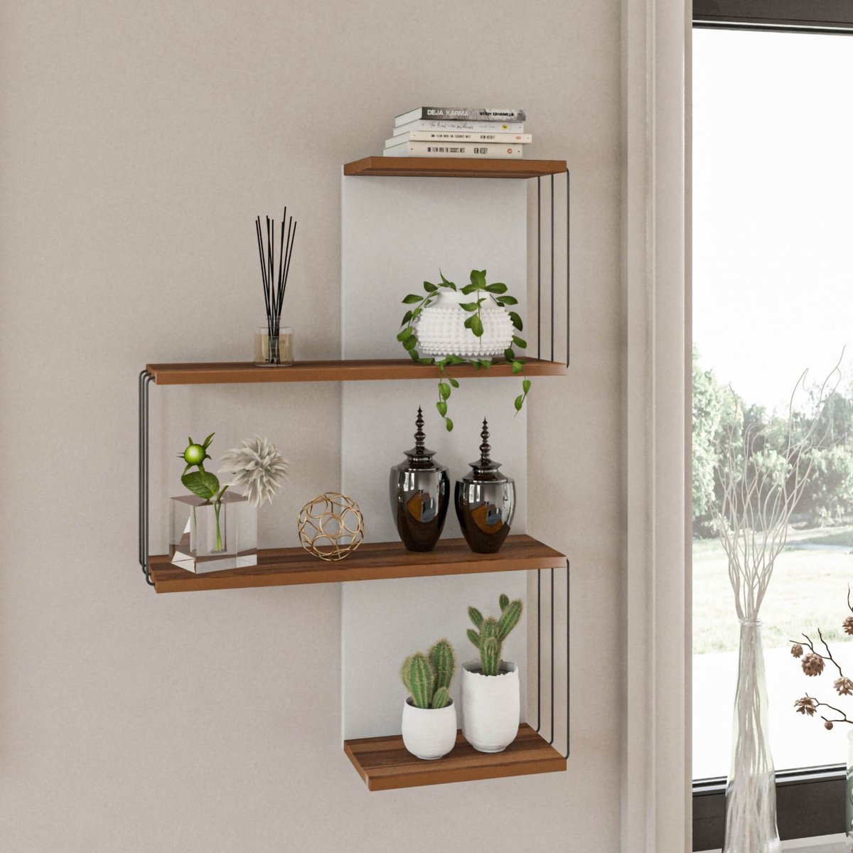 Skye Decor , Wandplank, Cambel - Pine, Gemelamineerde spaanplaat, Grenen & Wit, 64 x 19 x 96 cm Pijnboom & Wit