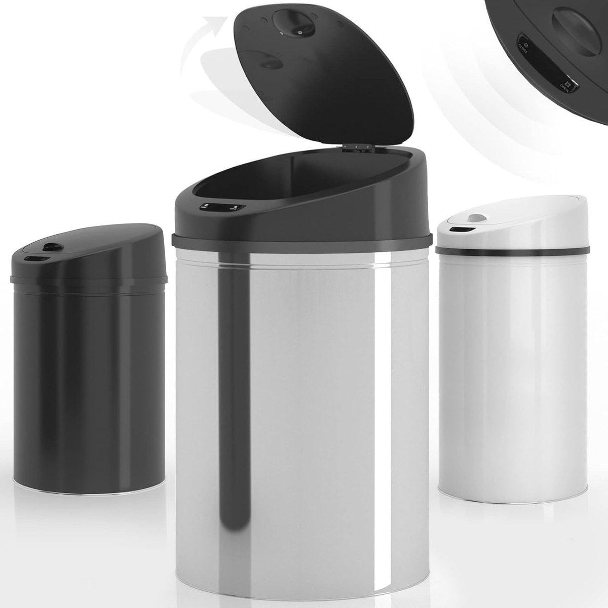 Automatische Vuilnisbak met Sensor - 30/40/50/60 Liter, Roestvrij Staal, Handenvrij, Verschillende Kleuren