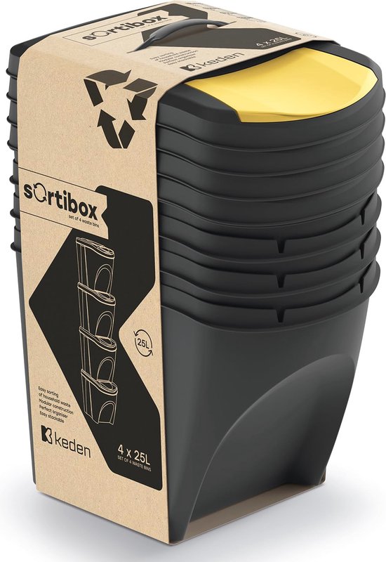 Keden Sortibox Système de tri des déchets 3 x 25 l - Lot de 3 bacs de Keden Sortibox Système de tri des déchets 3 x 25 l - Lot de 3 bacs de