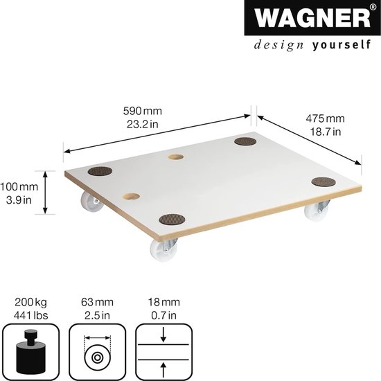Ladekast LISTA, lades 2x75 3x100 3x150 mm, draagvermogen 200 kg