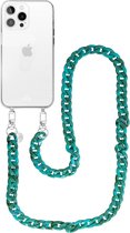 xoxo Wildhearts siliconen hoesje - Geschikt voor iPhone 16 Pro - Blue Ocean - Lang Koord - Telefoonhoesje - Hoesje met koord - telefoonkoord - Transparant hoesje - Lang blauw koord