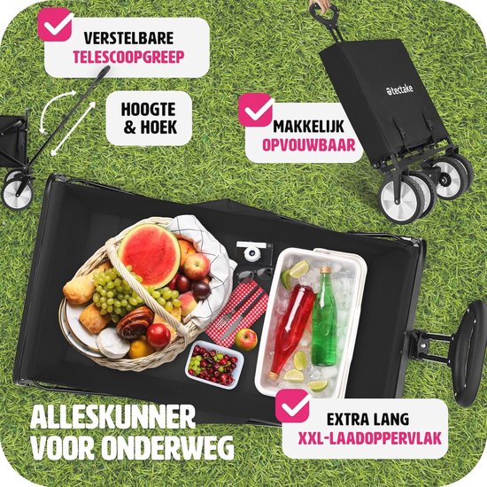 Opvouwbare Handkar voor Transport - Sterke Bolderwagen met Tas en Brede Rubberbanden - Ideaal voor Strand en Tuin - Tot 80kg Draagvermogen van Sekey — afbeelding 5