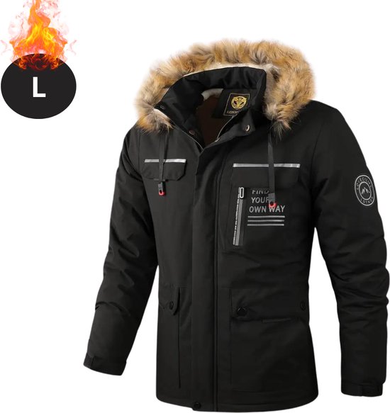 Livano Veste d'hiver - Parka - Homme - Hiver - Veste - Adulte - Élégant - Avec capuche - Veste rembourrée - Zwart - L