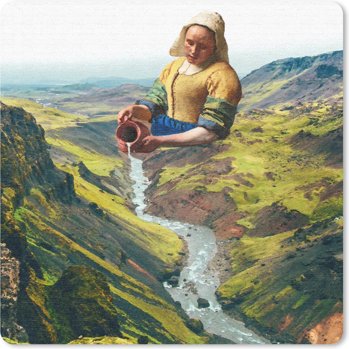 Muismat 30x30 cm - Mousepad Melkmeisje - Water - Vermeer - Muismatten