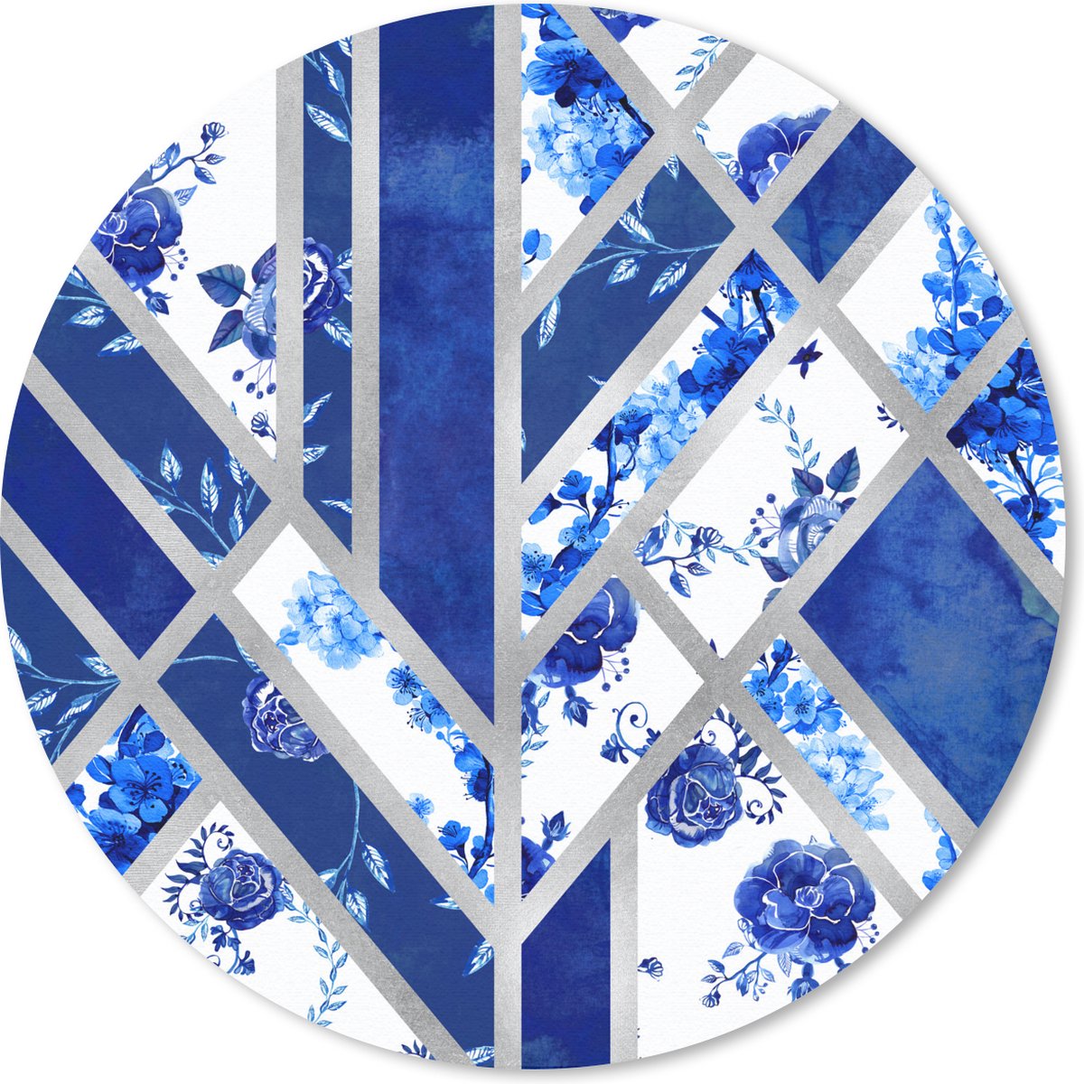 Muismat rond 20x20 cm - Mousepad Delfts blauw - Patroon - Abstract - Ronde muismatten