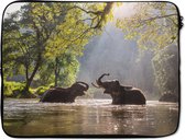 Laptophoes 17 inch - Olifant - Water - Dieren - Bomen - Zon - Laptop sleeve - Binnenmaat 42,5x30 cm - Zwarte achterkant