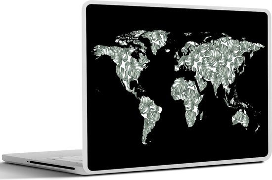 Laptop sticker - 17.3 inch - Wereldkaart - Bladeren - Natuur - 40x30cm - Laptopstickers - Laptop skin - Cover
