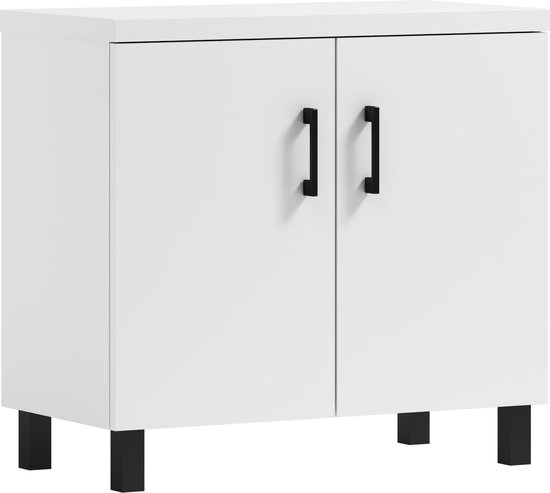 Pro-meubels - Badkamermeubel Rome - Wit - 80cm - Badmeubel - Wastafelkast