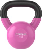 Focus Fitness - Vinyl Kettlebell - 4 kg - Roze - Halters en gewichten