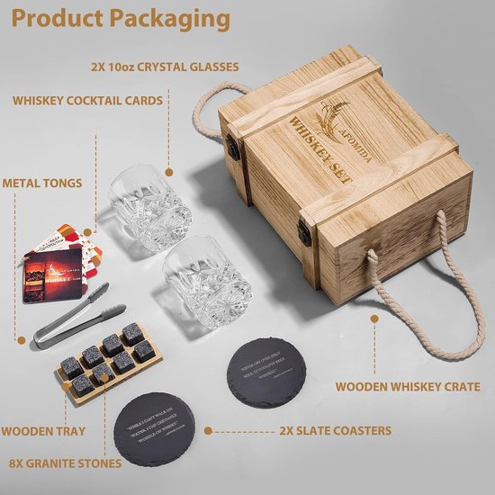 Cadeauset met Whiskyglazen en Koelende Stenen - Perfect voor Mannen van Housewarming. — afbeelding 4