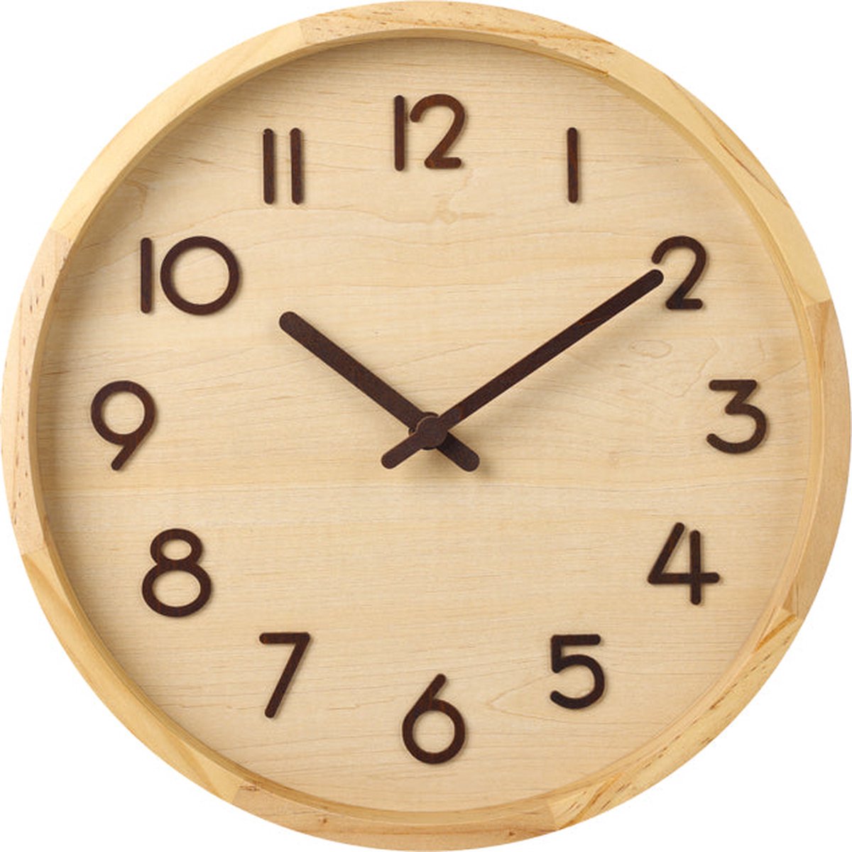 SensaHome Wandklok Porto - Moderne Ronde Klok met Cijfers - Nordic Hout Design - Moderne Klok - Ø30cm - Beige