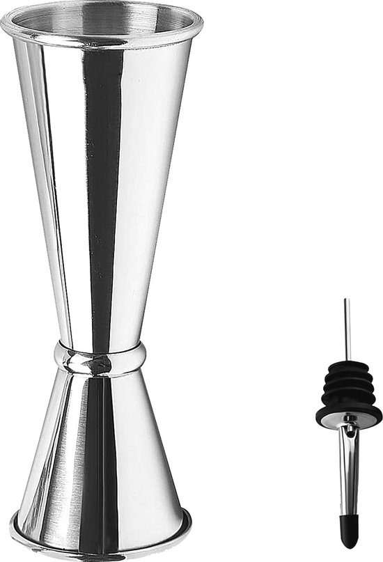 BarCraft Dubbelzijdige maatbeker voor cocktail jigger/sterke drank maatbeker, roestvrij staal, koperlook, 25/50 ml