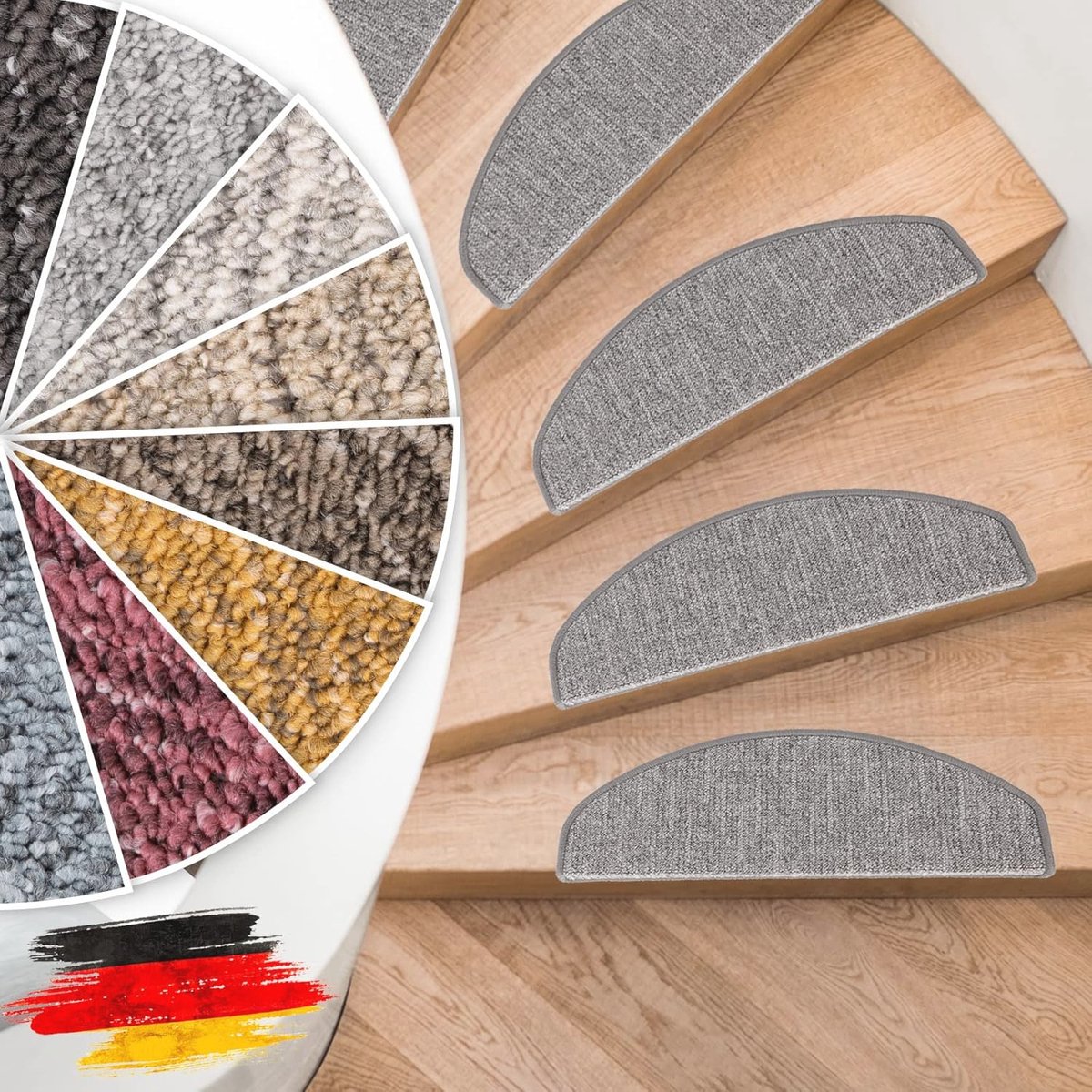 Trapmatten voor binnen - Halfrond en vierkant, 8 kleuren, duurzaam en onderhoudsvriendelijk, 65 x 23,5 cm