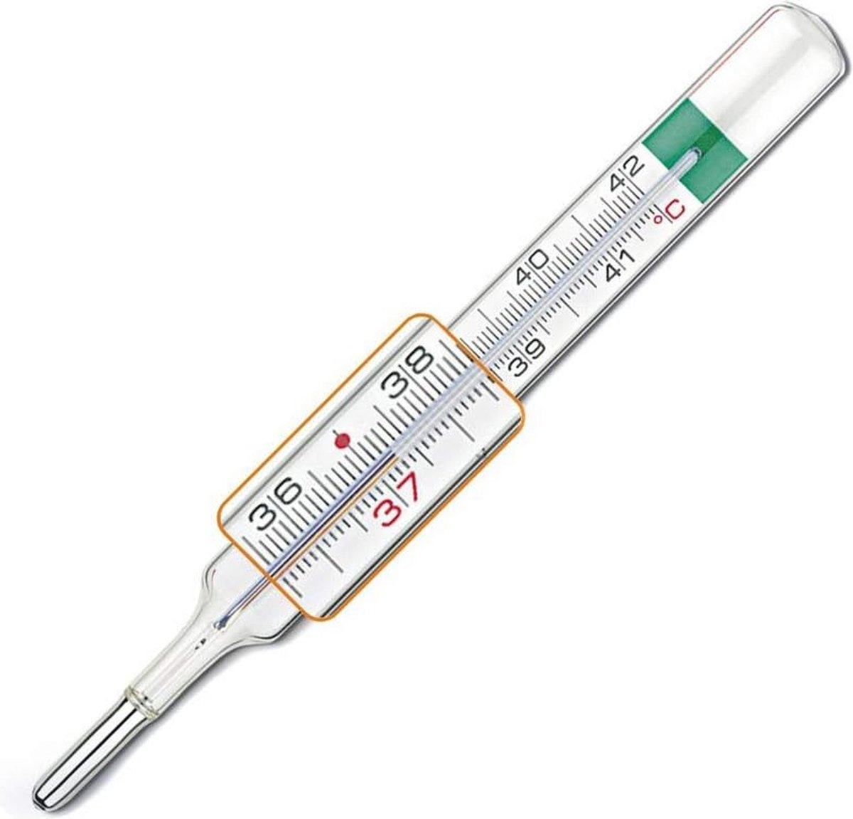 Glasthermometer zonder Kwik - Oksel, Orale en Rectale Temperatuurmeting