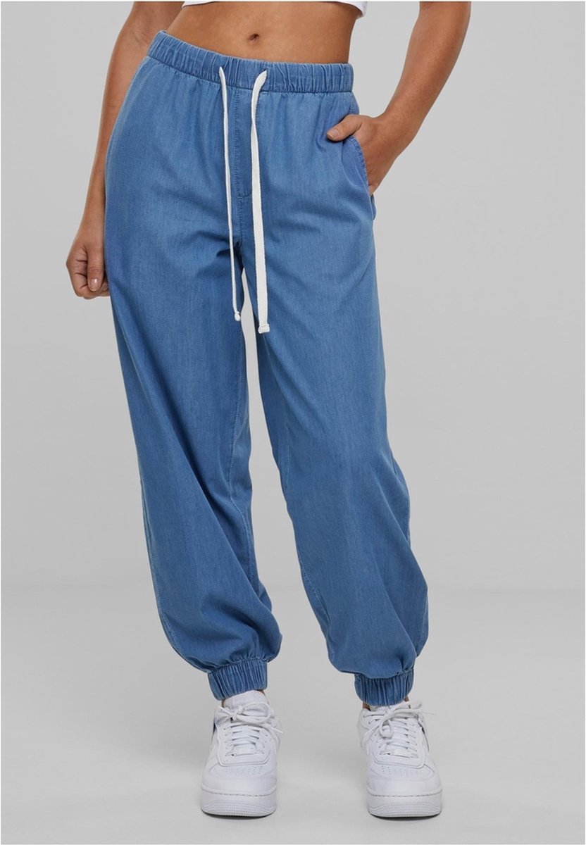 Urban Classics Ladies Light Jogpants Trainingsbroeken S Katoen Basics Blauw