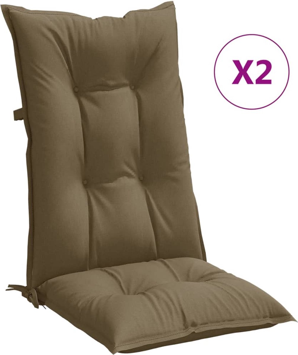 vidaXL Stoelkussens 6 st hoge rug 120x50x7 cm stof gemêleerd crème - Kussen - Kussens