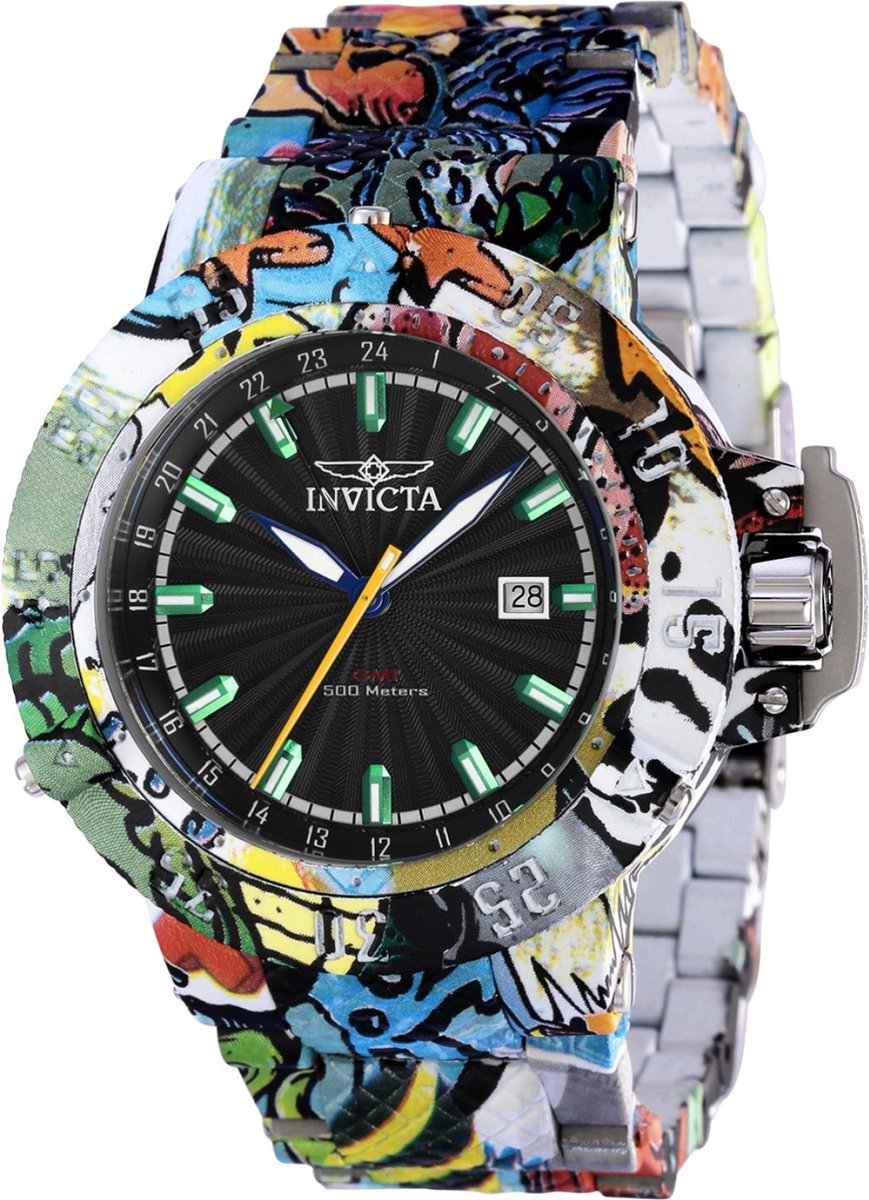 Invicta Subaqua 36747 Heren Horloge - Waterdicht - Analoog - Quartz Uurwerk - Roestvrij Staal met zwarte Wijzerplaat -50mm