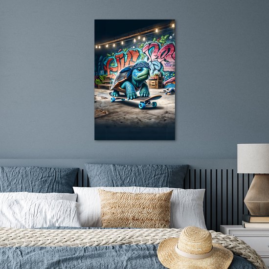 Poster 60x90 cm - Tortue - Graffiti - Skateboard - Garçons - Posters - Décoration murale chambre ado - Décoration chambre ados - Accessoires chambre ados