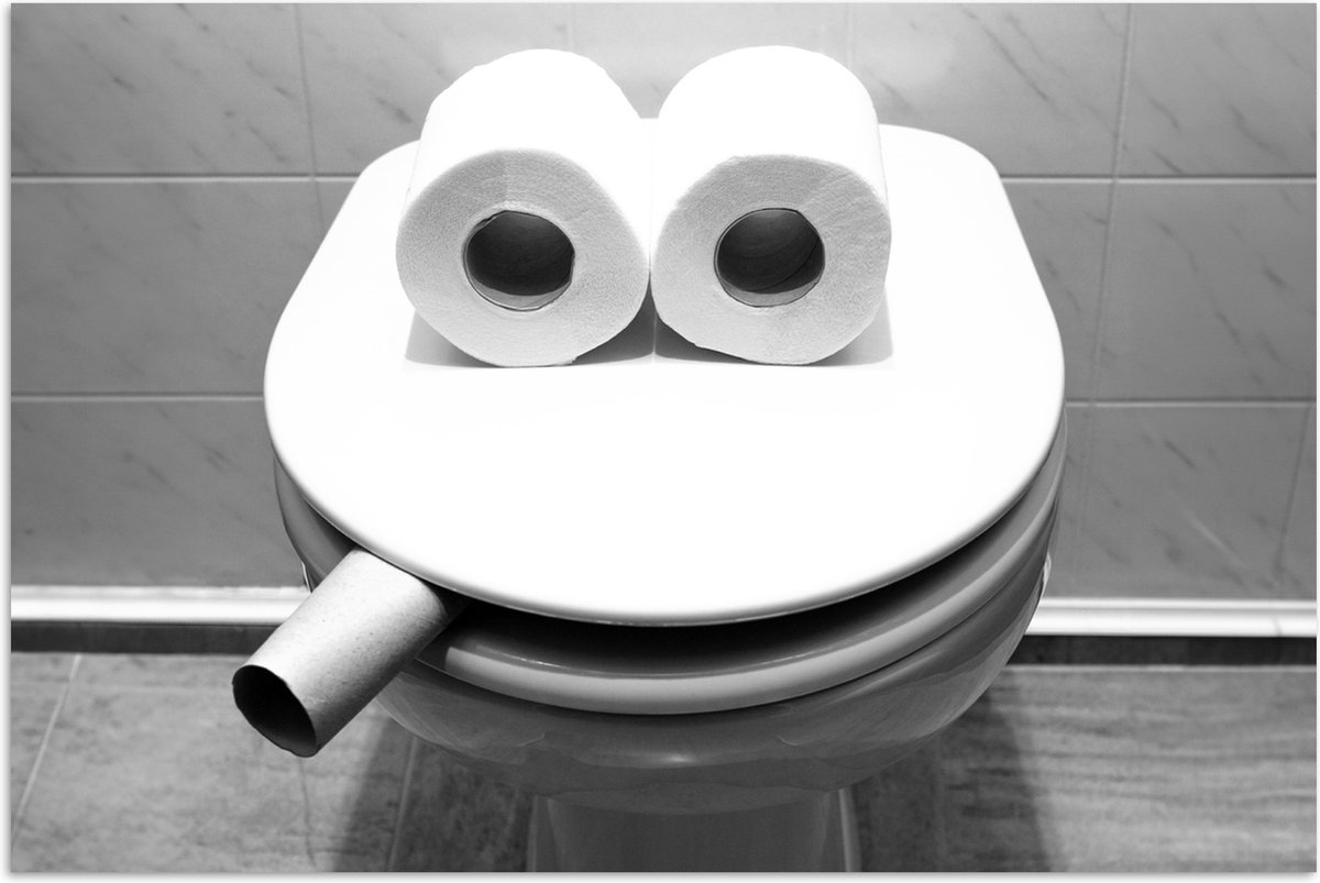Poster 60x40 cm - WC - Bril - Grappig - Toilet - Posters - Wanddecoratie badkamer - Muurde