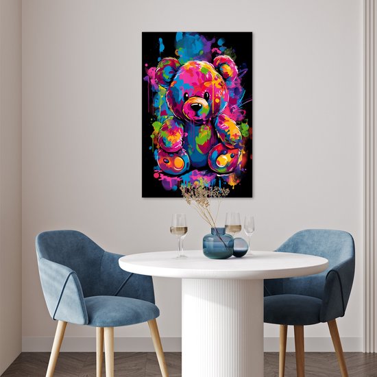 Poster 40x60 cm - Ours - Peinture - Coloré - Peluche - Posters - Décoration murale chambre ado - Décoration chambre ados - Accessoires chambre ados