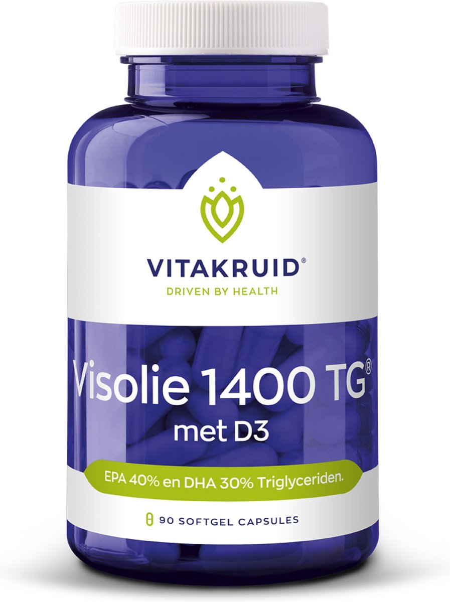 Bol.com Vitakruid Visolie 1400 TG Triglyceriden met D3 90 Softgels aanbieding