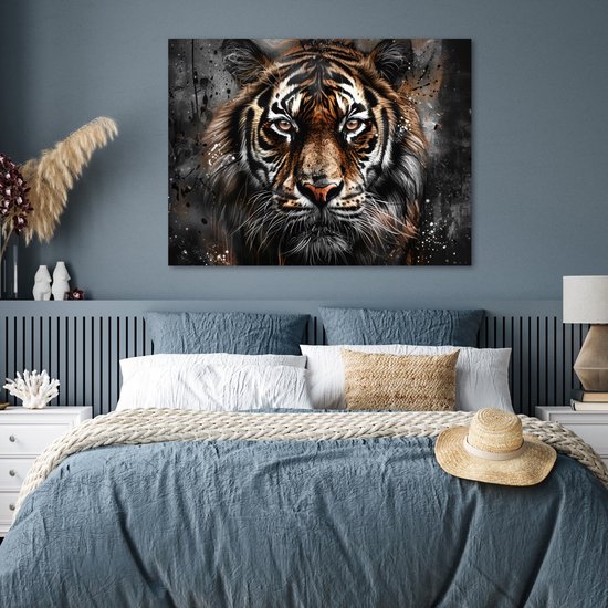 Affiche 120x90 cm - Tigre - Animaux - Portrait - Luxe - Zwart - Posters - Décoration chambre - Décoration murale salon - Décoration murale chambre