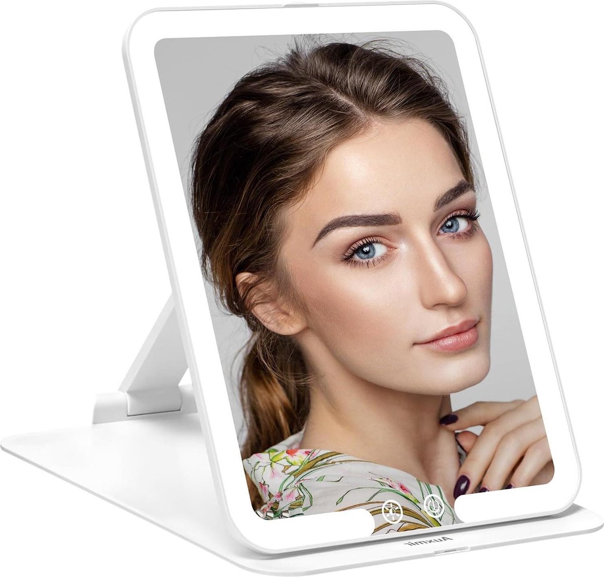Make-up Spiegel met Verlichting Ultraslanke Opvouwbare Reisspiegel Oplaadbaar 3 Kleurmodi Draagbaar Thuis en Onderweg