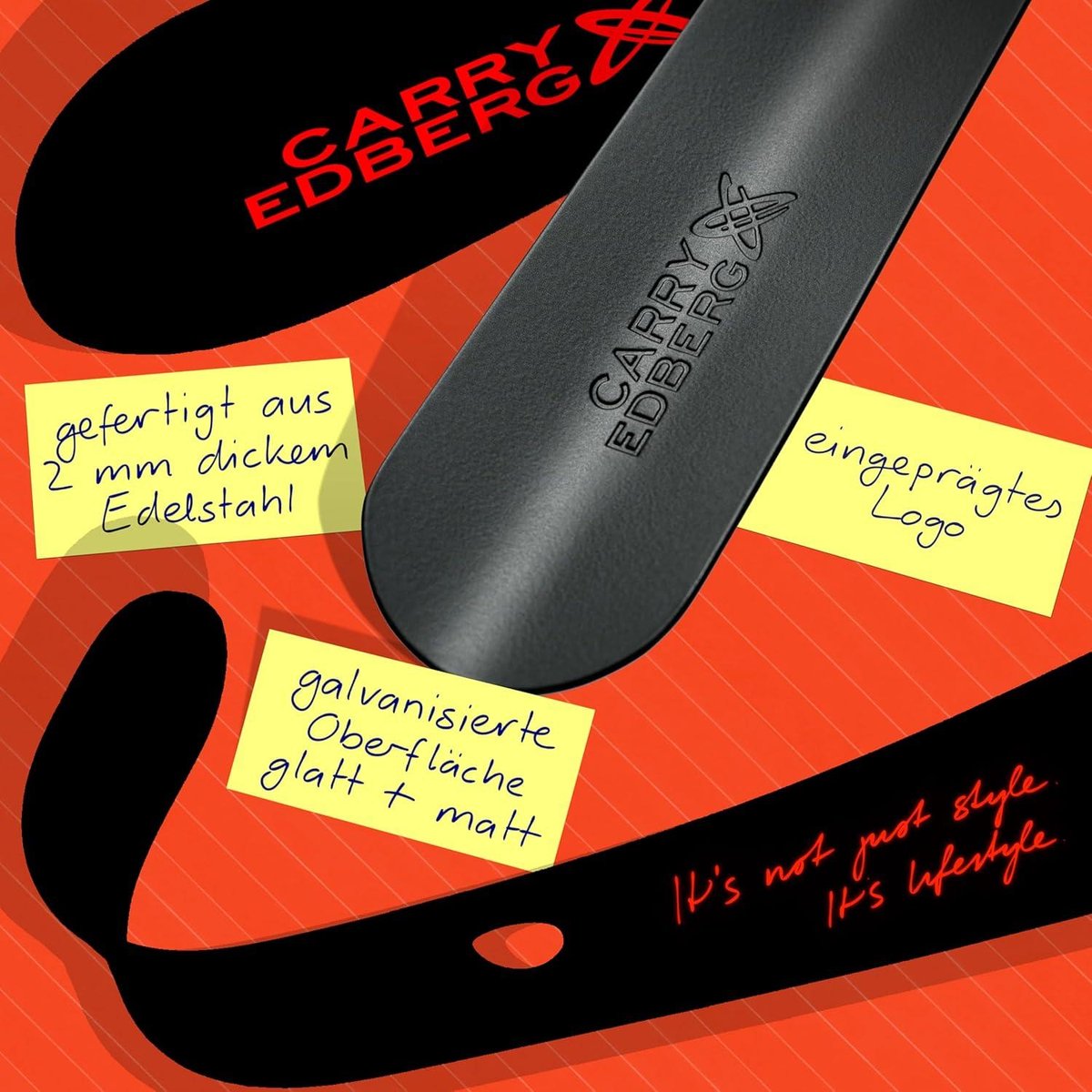 Carry Edberg® NIEUW 72 cm roestvrijstalen schoenlepel zwart Carry Edberg® NIEUW 72 cm roestvrijstalen schoenlepel zwart