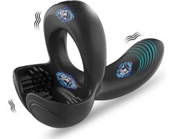 Penis, scrotum en perineum vibrator mannen - USB - Cockring - Siliconen