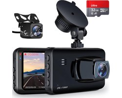 Lexium Dashcam voor auto - Dashcam - Dashcam voor auto voor en achter - Dashcam voor en achter - Dashcam voor en achter draadloos - Dual dashcam