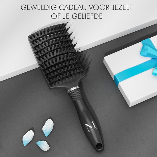 MOONIE'S® Brosse à cheveux anti-emmêlement - Brosse à cheveux - Courbe - Brosse à cheveux sèche-cheveux - Zwart