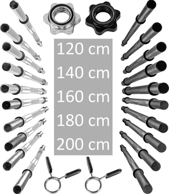 Movit Barre d'haltère Longue Professionnelle, 30mm STANDARDNORM, Choix: 120, 140, 160, 180, 200