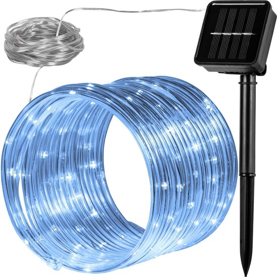 Foto: Voltronic solar lichtsnoer fairy lights zonne energie 100 leds buitenverlichting tuinverlichting ip44 10 m koud wit