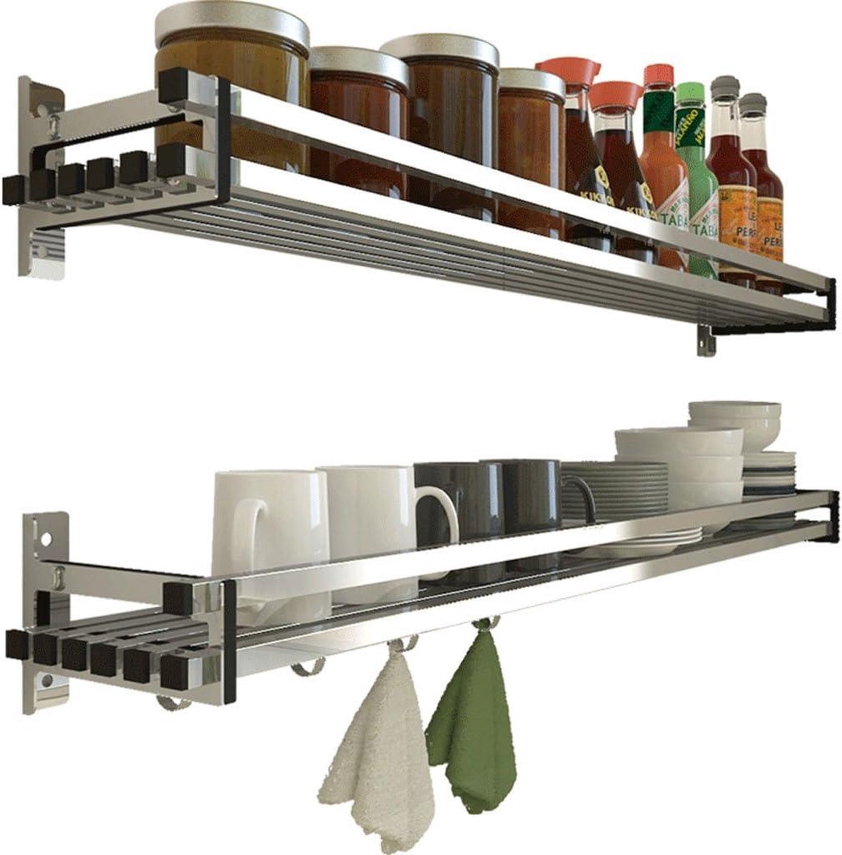 Thuis Opslag Muur Kruiderij Kruidenrek 304 RVS Hanger Opslagrek Keukengerei - 40cm