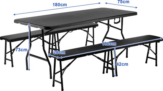 Mesa De Camping Plegable De Jardín / Playa / Buffet Blanca 180 X 74 X 74 Cm 88381126