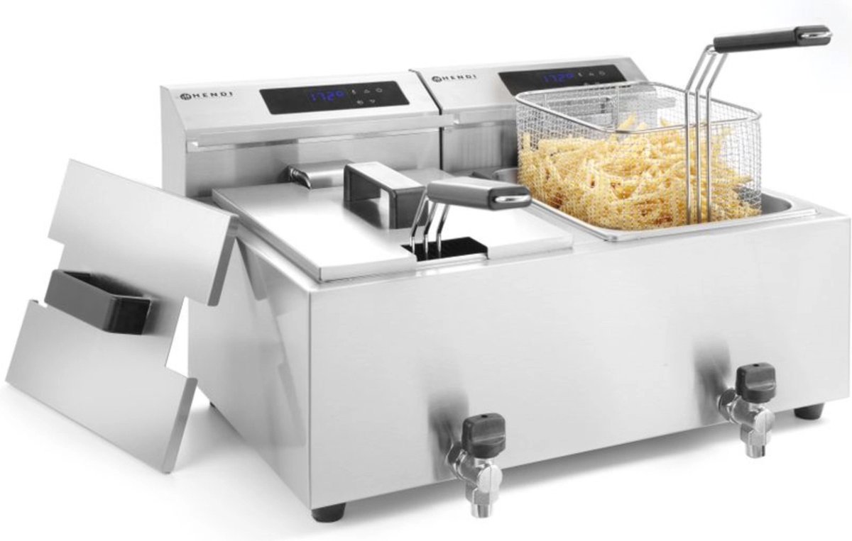 Hendi Friteuse Mastercook met Aftapkraan - 2 x 8 Liter