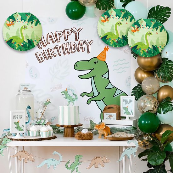 Lampion - Sint Maarten - Lampionstokje - Lichtje - Dino - Treklampion - Papier - Kind - Groen - Versiering - 1 Stuk van BTH — afbeelding 2