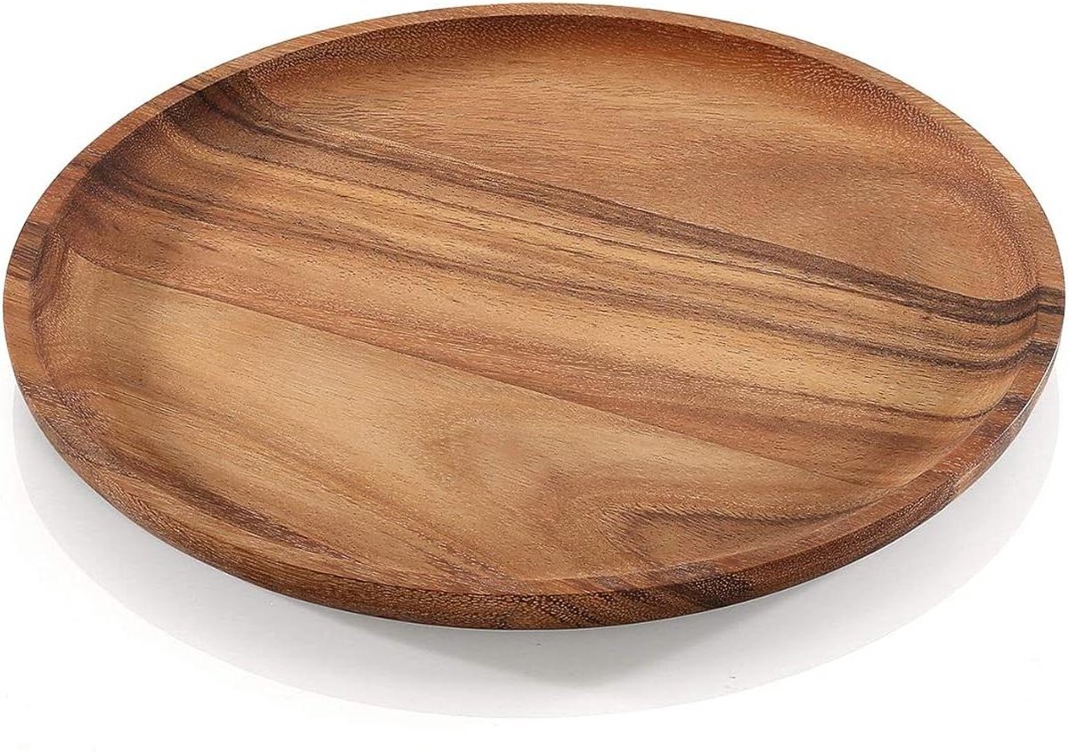 Serveerbord van acaciahout - Dienblad - Houten bord - Natuurlijk 305 cm rond