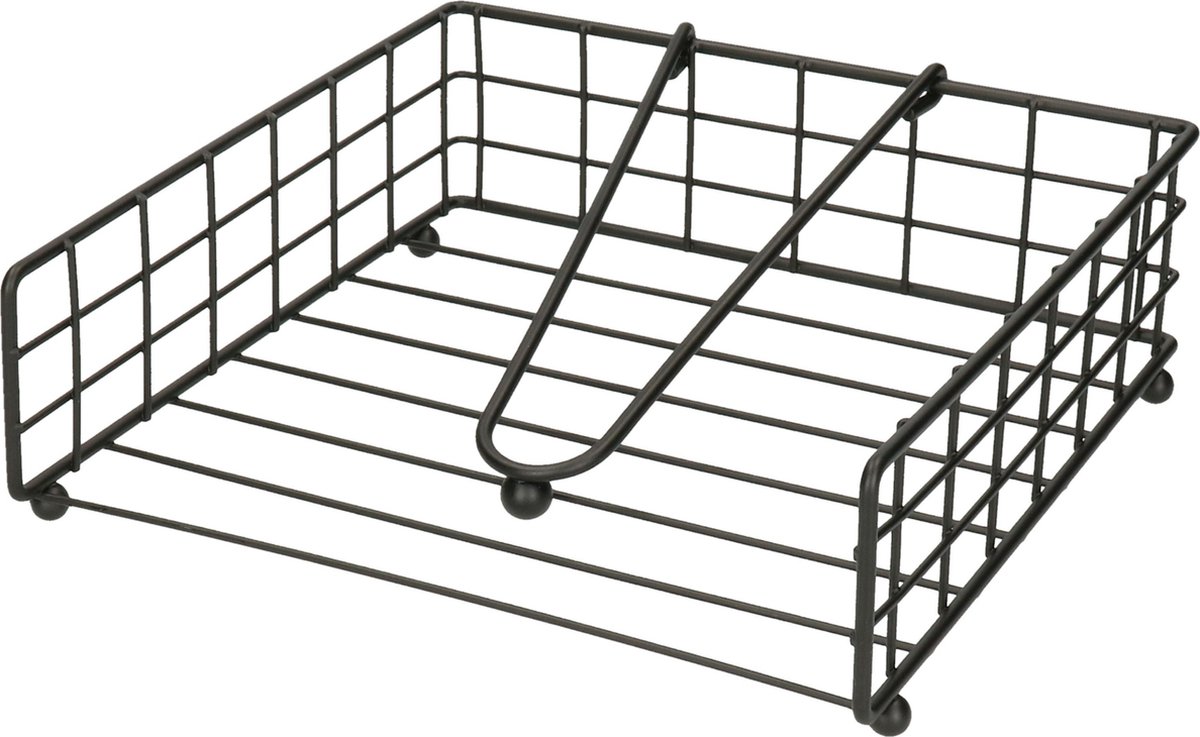 Artex Servettenhouder met stop - zwart - metaal - 21 cm