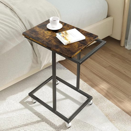 YMYNY Set van 2 bijzettafels, salontafel, C-vorm met 2 etages