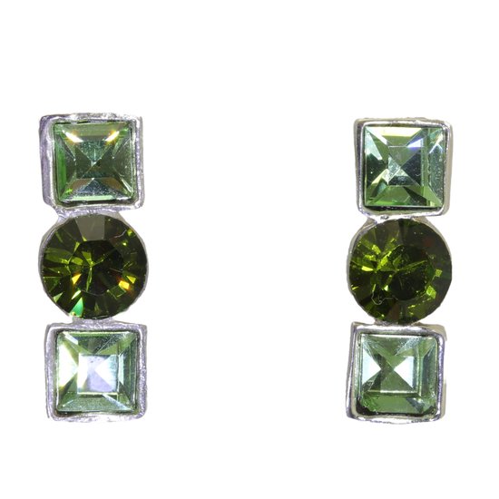 Behave – Boucles d'oreilles – Clou d'oreille en argent sterling 925 – Allongé avec pierre de Glas verte – 1,6 cm de long et 0 cm